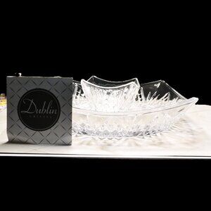 Godinger Shannon Chip And Dip Crystal NIB Parties Entertaining Serveware